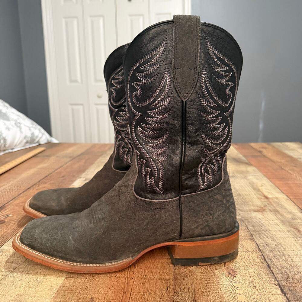 Ariat Black Elephant Roughout Wiley Boots Sz 11.5 D Cowboy Western Square Toe - Picture 6 of 8